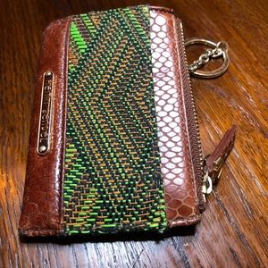 Henri Bendel leather/woven card holder